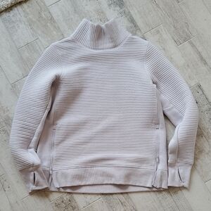 All In Motion Womens Medium Ribbed Sweater Lilac Purple Side Zippers Finger Hole